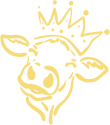 Mama Muh Logo - glücklicher Kuhkopf mit Krone